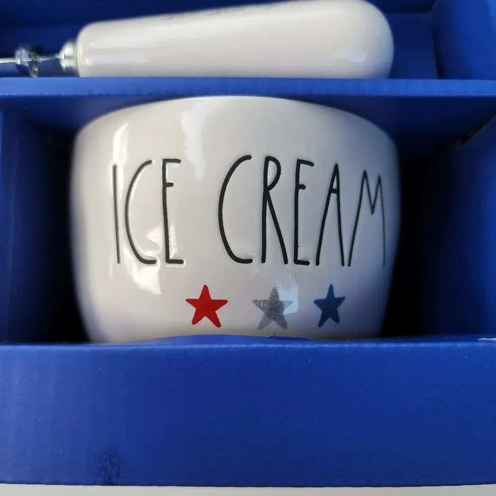 Rae Dunn Ice Cream Scoop And Two Ceramic Bowls Set‎ of Three pc